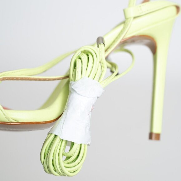 ✨ Schutz Vikki Leather Sandals Lace Up Stiletto Heel Fresh Green NEW - Picture 12 of 15